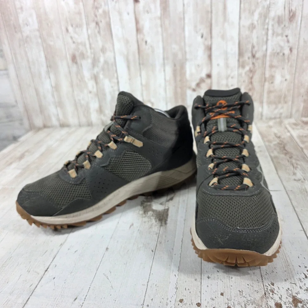 Merrell wildwood Mid Waterproof Hiking Boots Beluga Orange Mens 8